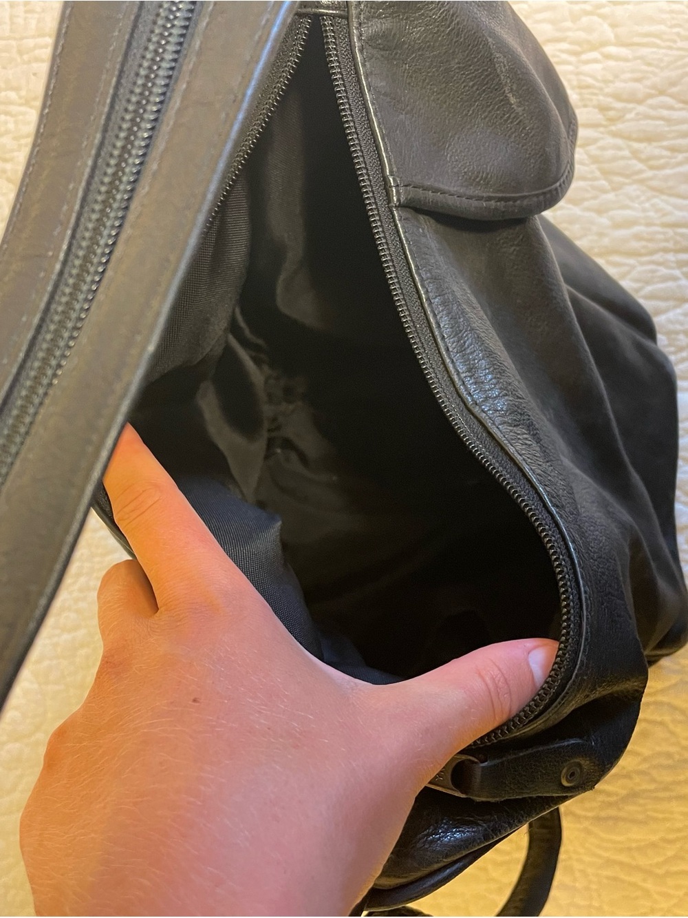 Black Leather Sling Backpack - Classic Women's Bag - Picture 5 of 5